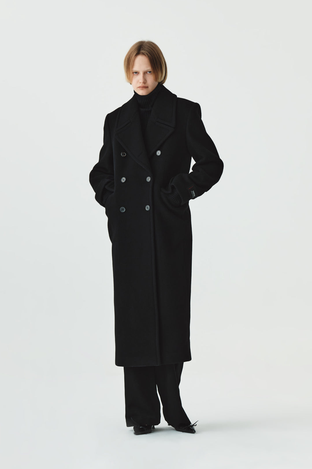 KIMMATIN Wool Cashmere Maxi Double Coat — Black