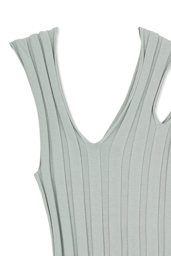 Matin Kim Cut Out Sleeveless Knit Top — Light Grey
