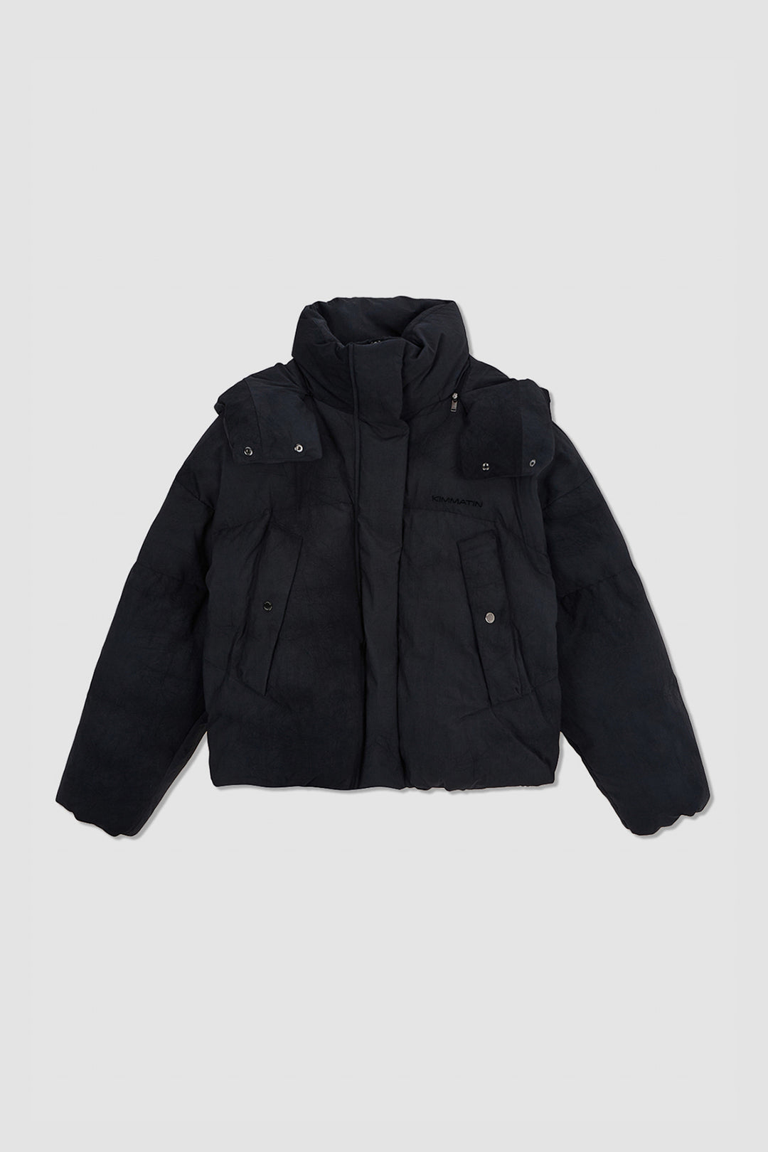 KIMMATIN Dying Effect Volume Puffer Down Jumper — Charcoal
