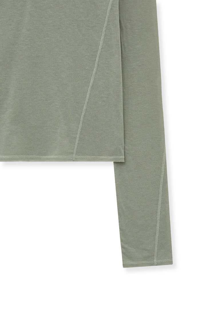 Matin Kim Button Slit Half Neck Top — Beige