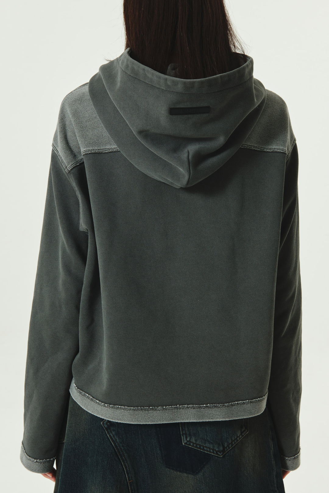 KIMMATIN Logo Point Pigment Dyed Hoodie — Charcoal