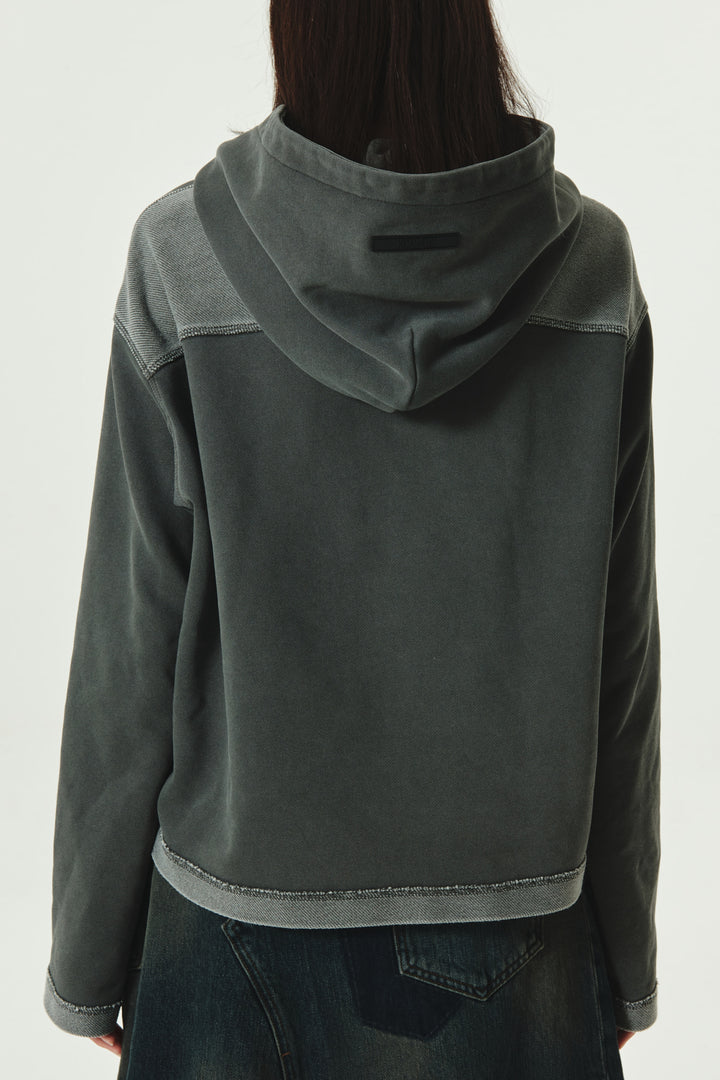 KIMMATIN Logo Point Pigment Dyed Hoodie — Charcoal