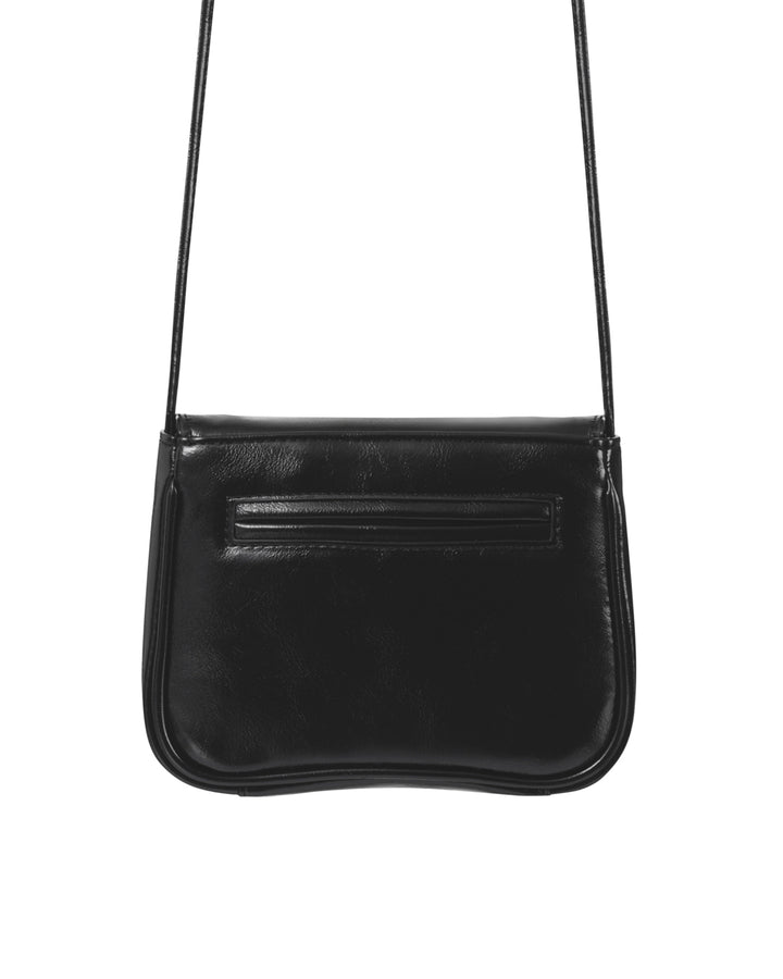Stand Oil Cookie Bag — Glossy Shoulder Crossbody — Black