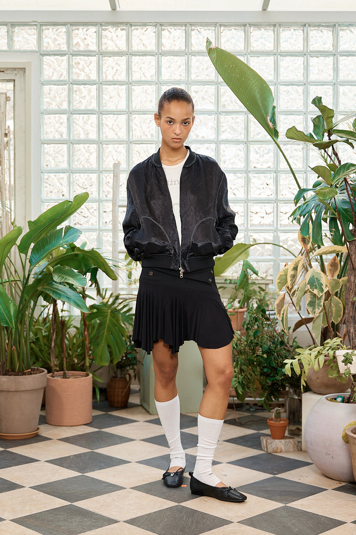 Matin Kim Back Logo Crinkle Blouson — Black