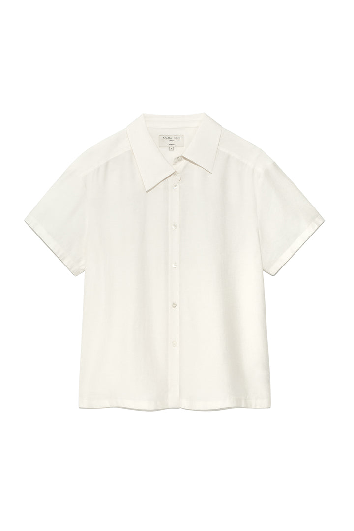 Matin Kim Unbalance Collar Half Shirt — Ivory