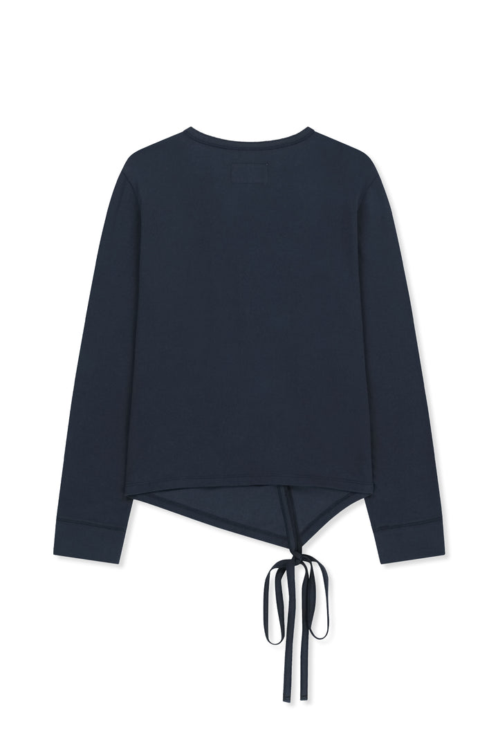 Matin Kim Asymmetric Button Closure Top — Navy blue