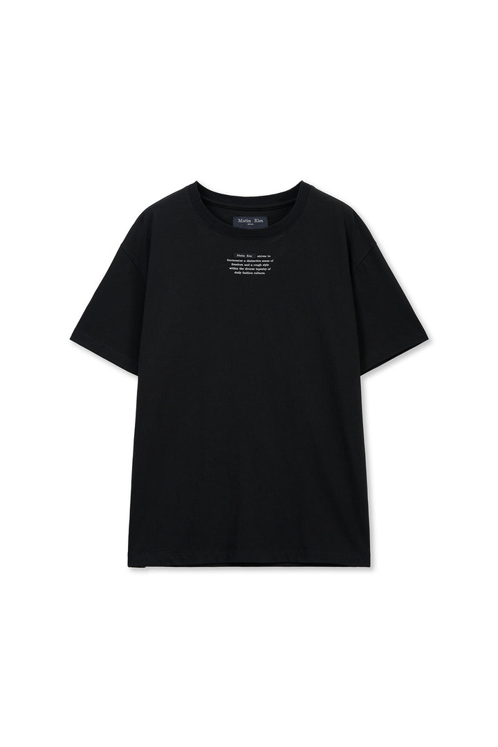 Matin Kim Label Point Lettering Top — Black