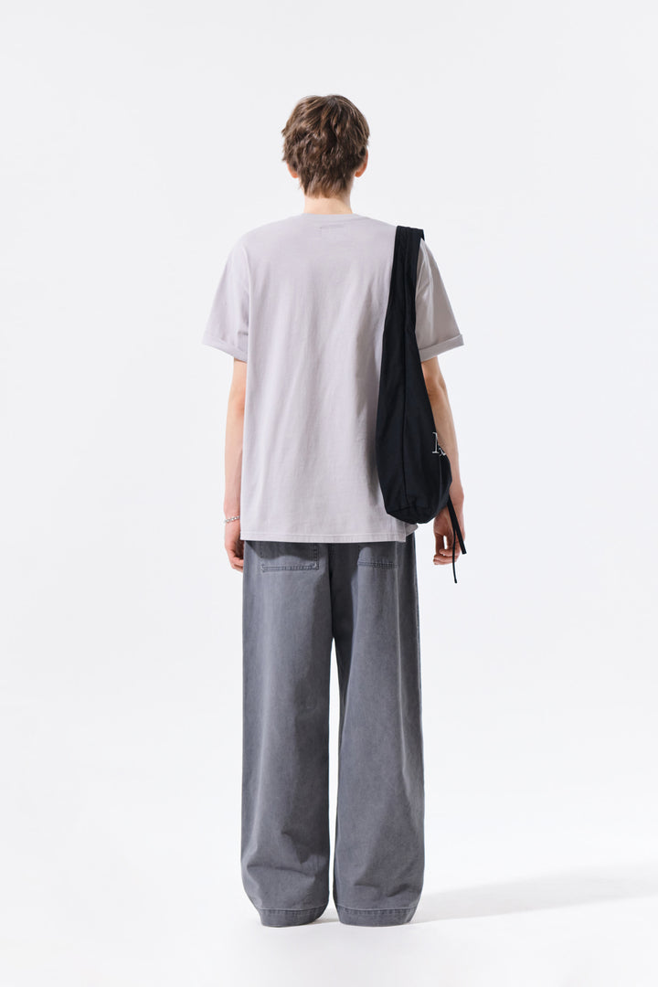 Matin Kim Side Tab Washed Cotton Pants — Charcoal