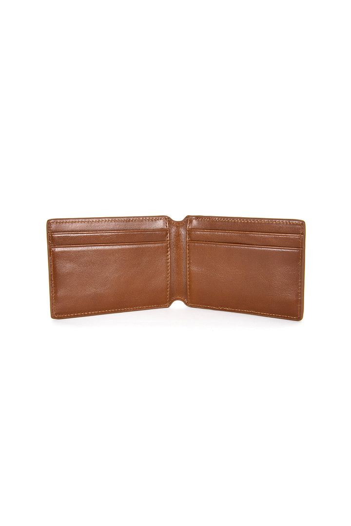 Matin Kim Embossed Logo Business Wallet — Camel