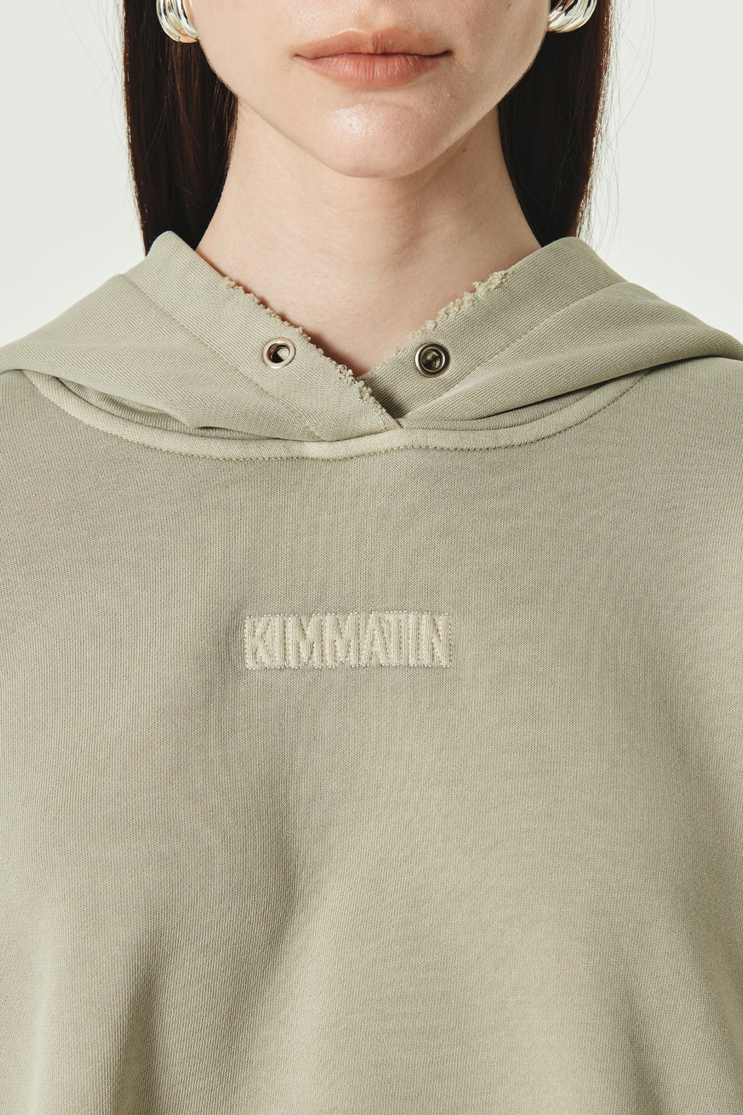 KIMMATIN Logo Point Pigment Dyed Hoodie — Khaki