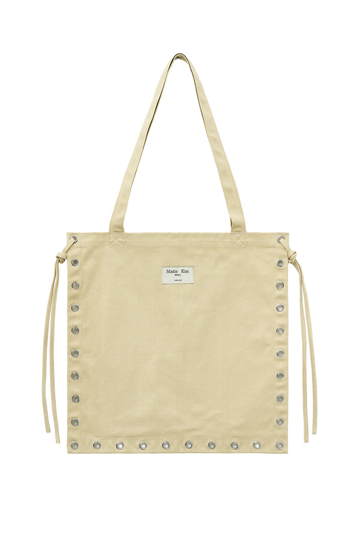 Matin Kim Eyelet Logo Canvas Ecobag — Beige