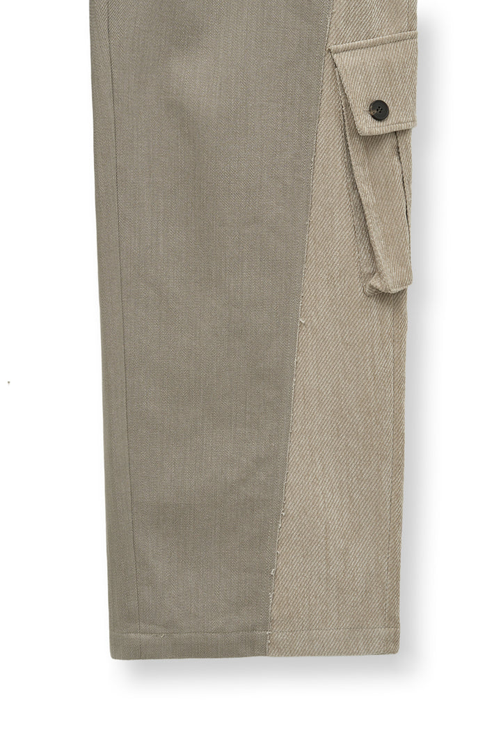 Matin Kim Big Pocket Two-Tone Wide Pants — Beige