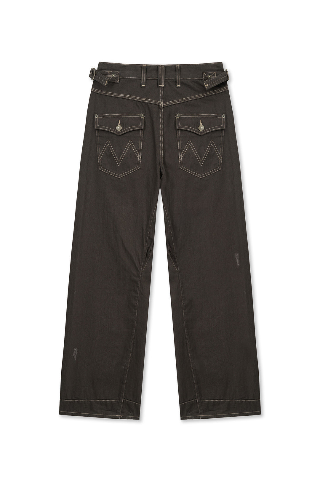 Matin Kim Waist Buckle Stitch Twill Denim — Brown
