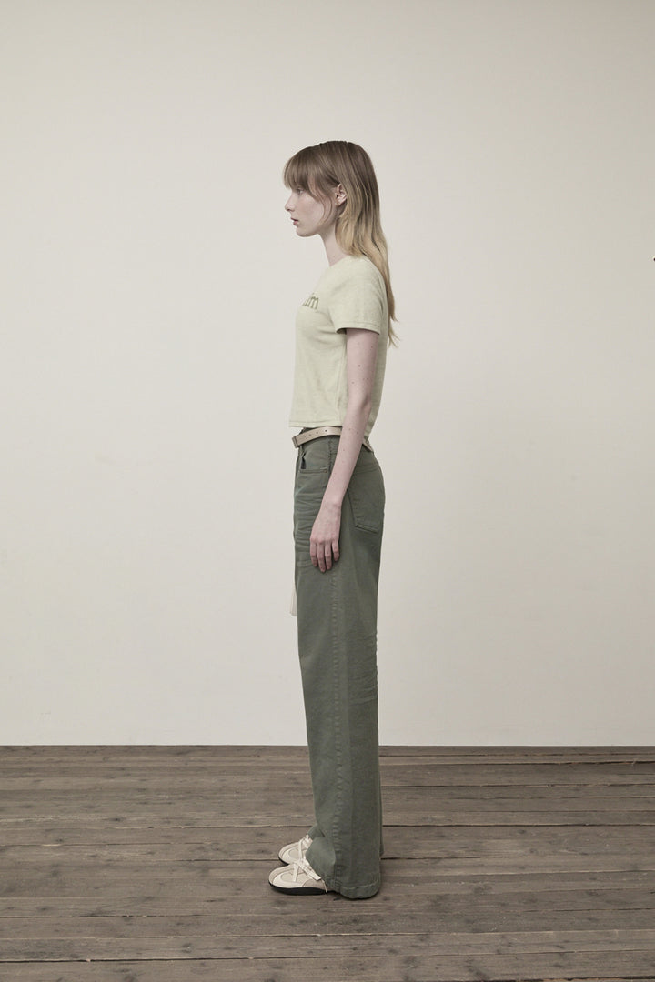 Matin Kim Logo Point Terry Crop Top — Green