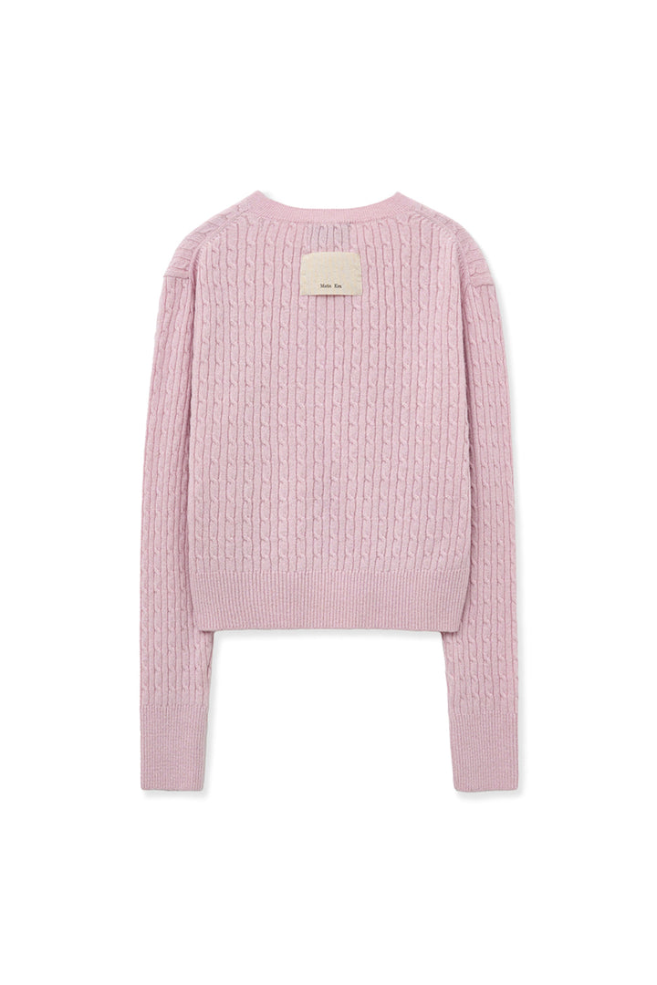 Matin Kim Shiny Cable Pullover — Pink