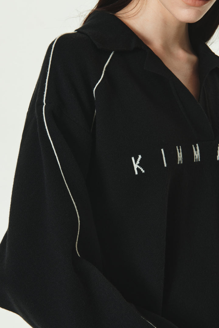 KIMMATIN Oversize Pique Pullover — Black