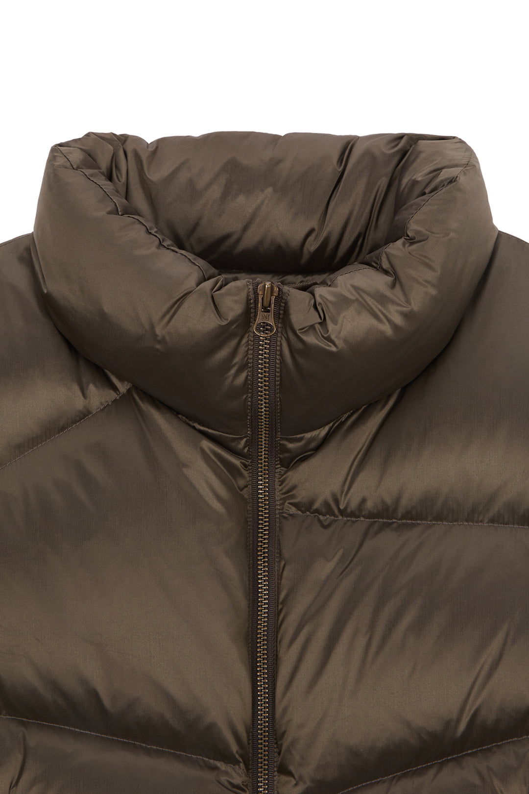 Matin Kim Unbalance Quilted Down Vest — Brown