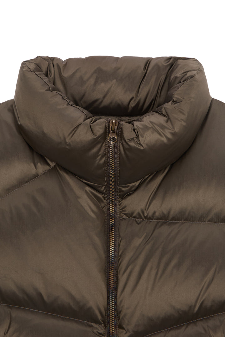 Matin Kim Unbalance Quilted Down Vest — Brown