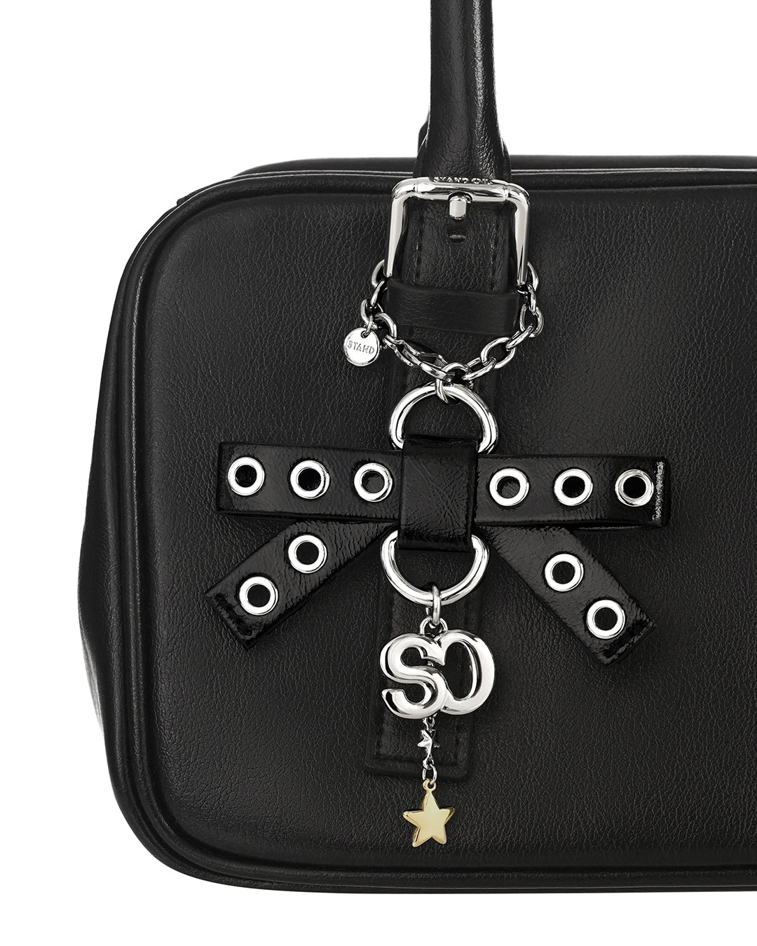 Stand Oil Bow Charm Keyring — Black