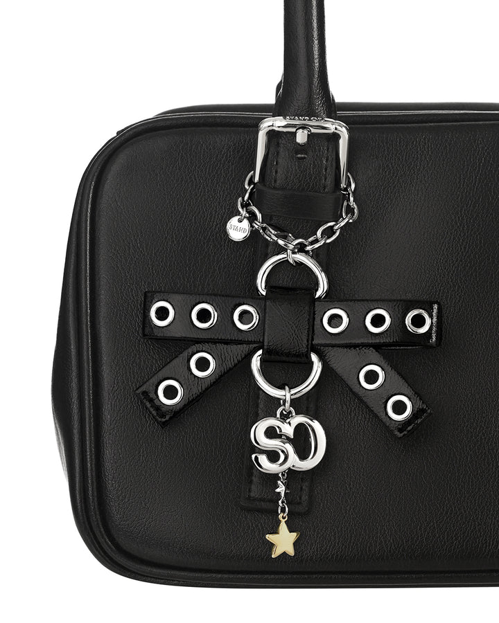 Stand Oil Bow Charm Keyring — Black