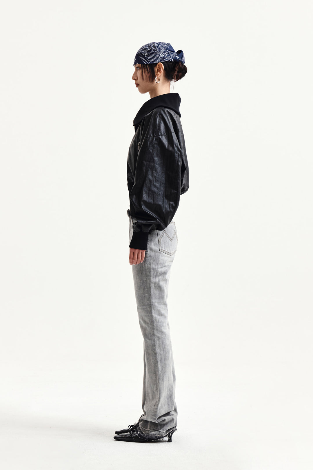 Matin Kim Washed Point Boots Cut Denim — Gray