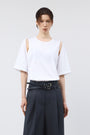 KIMMATIN Shoulder Hole Half Sleeve Top — White