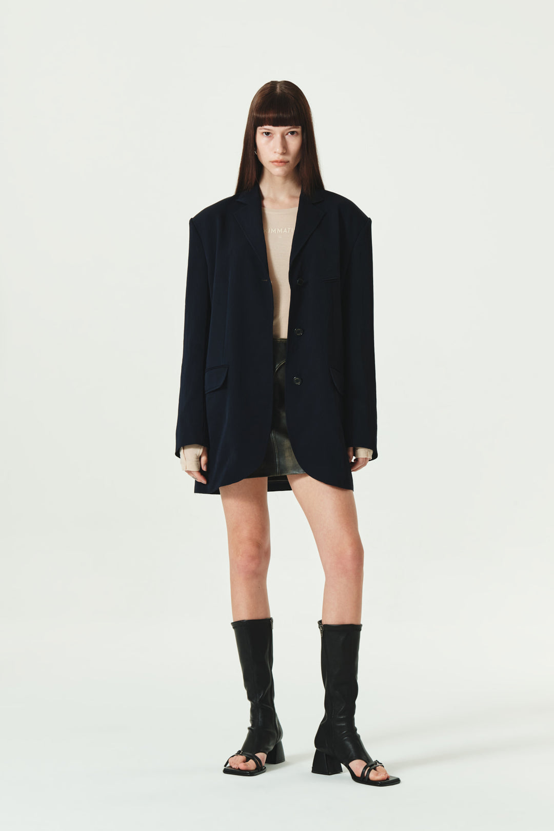 KIMMATIN Tailored Overfit Single Jacket — Dark Navy