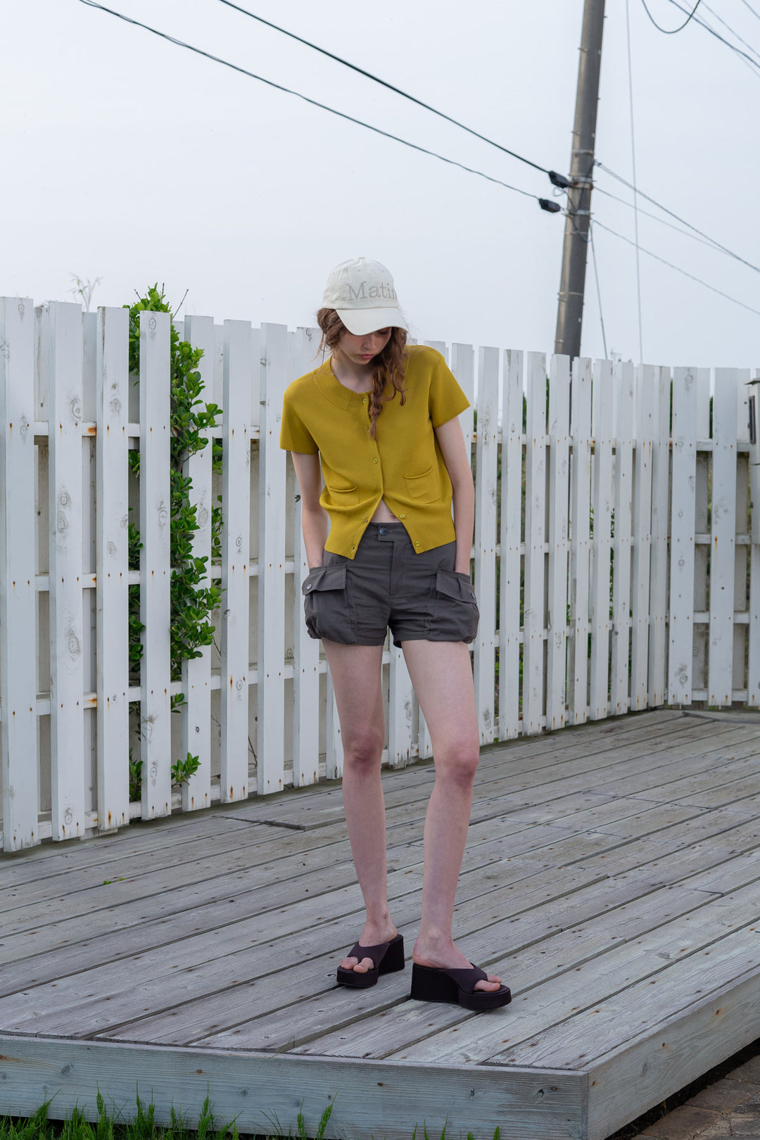 Matin Kim Pocket Point Half Cardigan — Olive