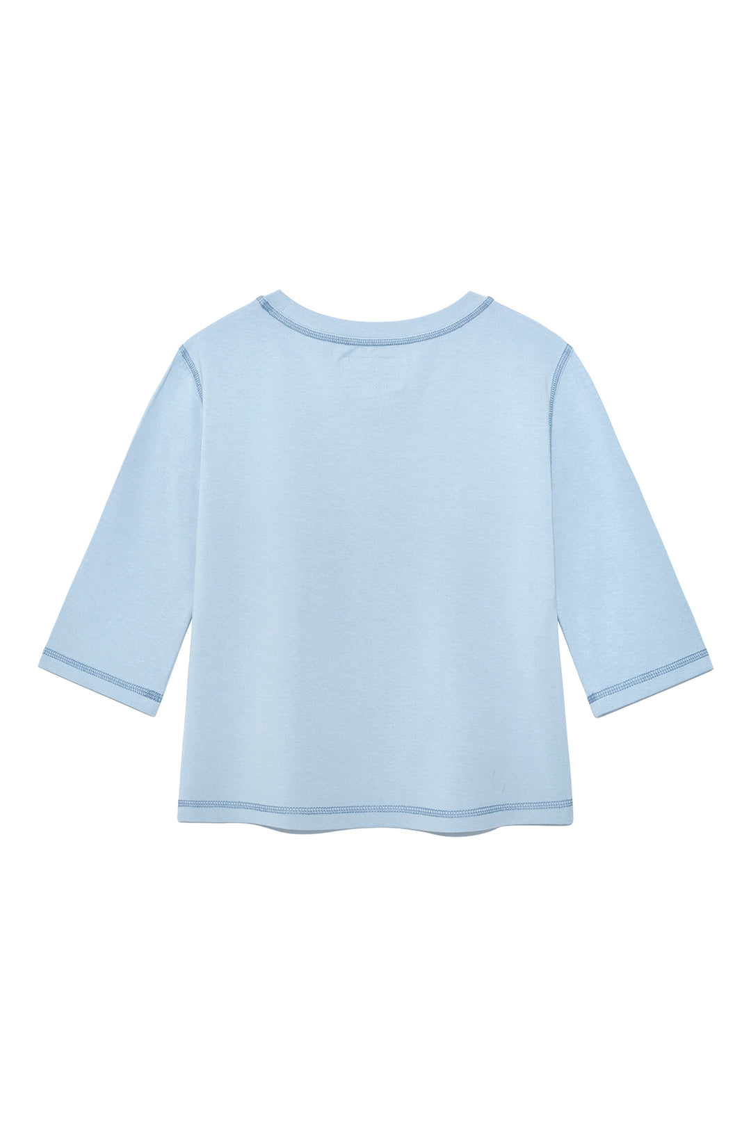Matin Kim Three Quarter Logo Slim Top — Light Blue