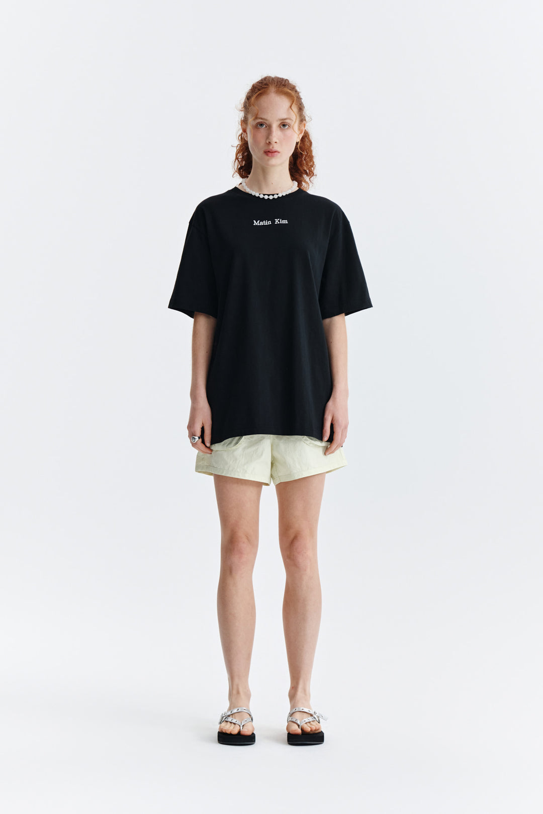 Matin Kim Embroidery Small Logo Oversize Top — Black