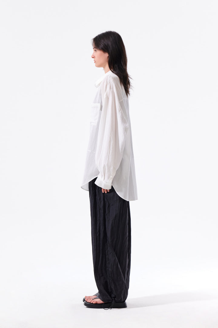 Matin Kim Nylon Crinkle Wide Pants — Black