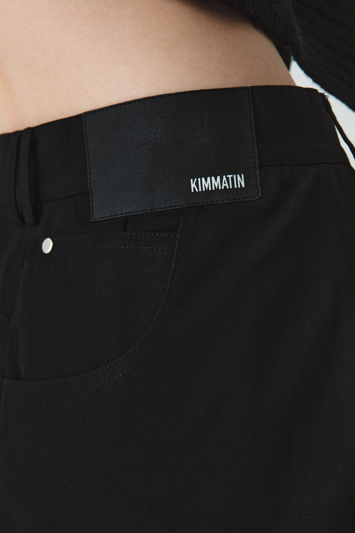 KIMMATIN Unbalance Cotton Flare Skirt — Black
