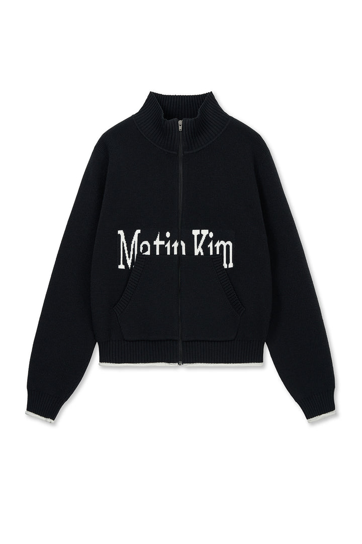 Matin Kim Spell Point Knit Zip Up — Black