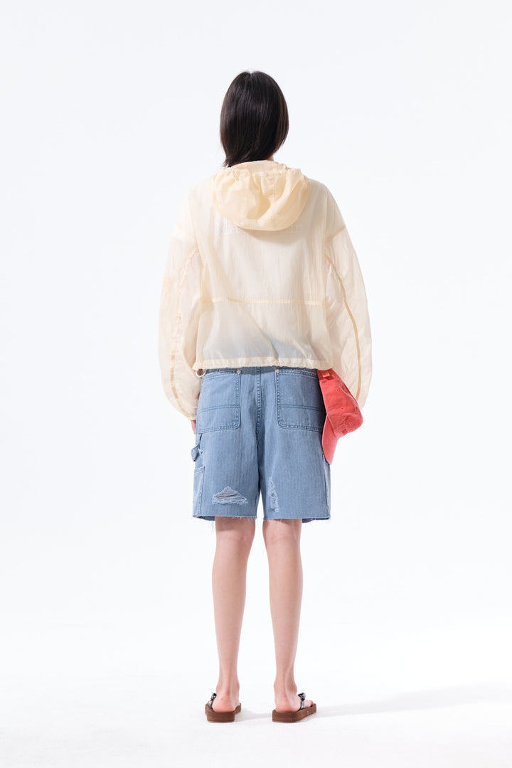 Matin Kim Back Logo Hoody Windbreaker — Cream