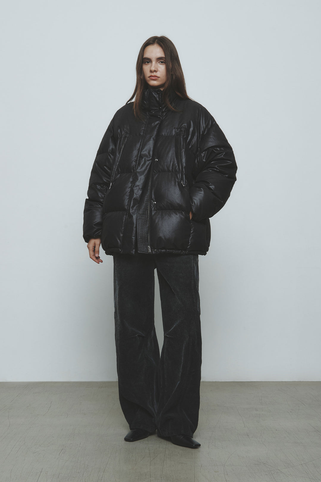 KIMMATIN Zipper Detail Goose Down Jumper — Black