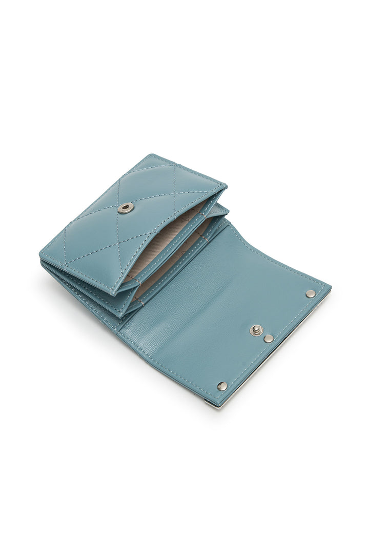 Matin Kim Puff Quilt Leather Wallet — Blue