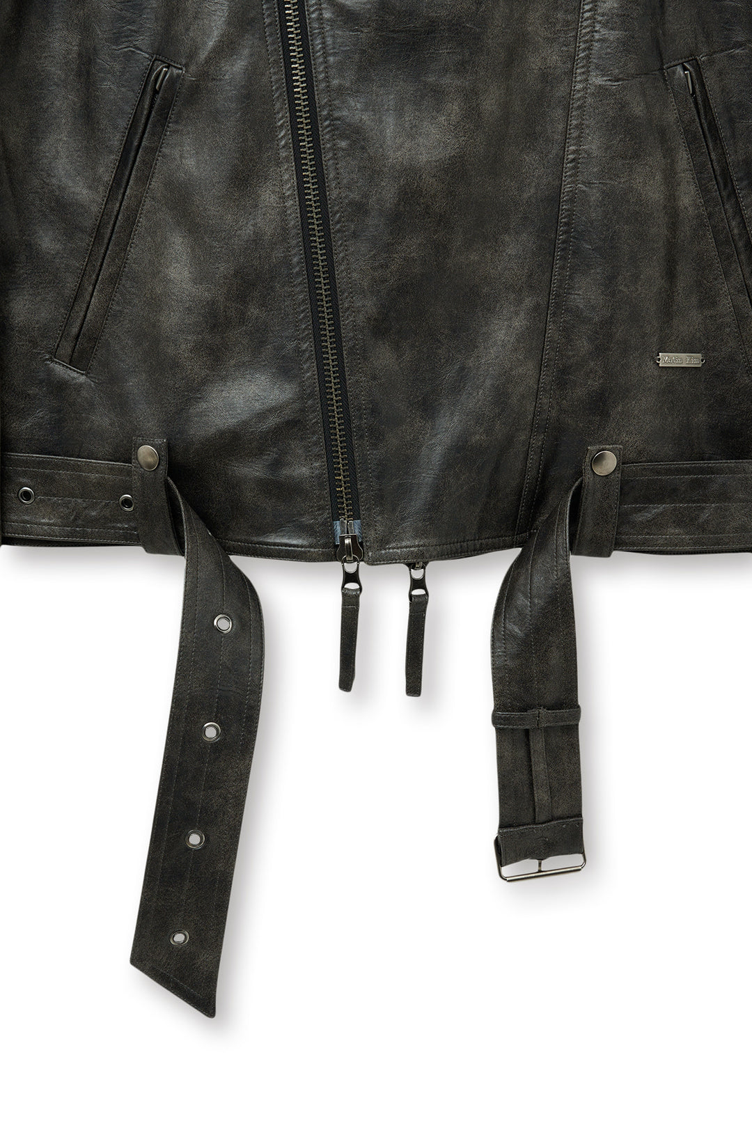 Matin Kim Faux Leather Belted Rider Jumper — Charcoal