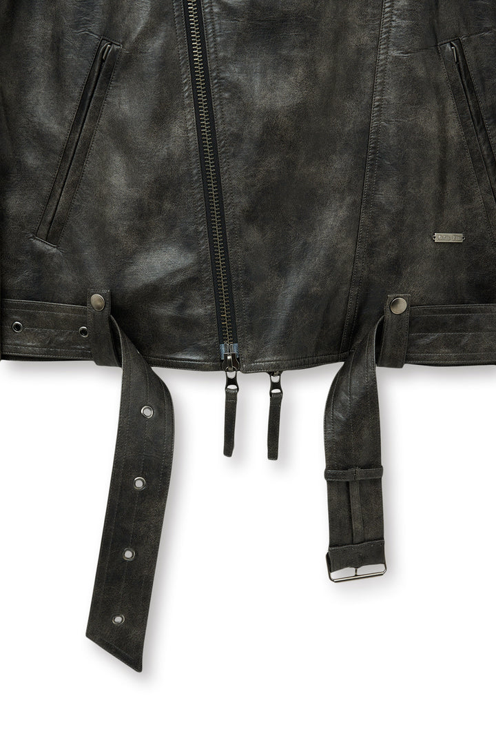 Matin Kim Faux Leather Belted Rider Jumper — Charcoal