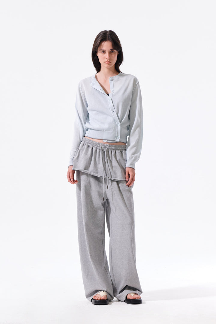 Matin Kim Back Logo Sheer Cardigan — Light Blue