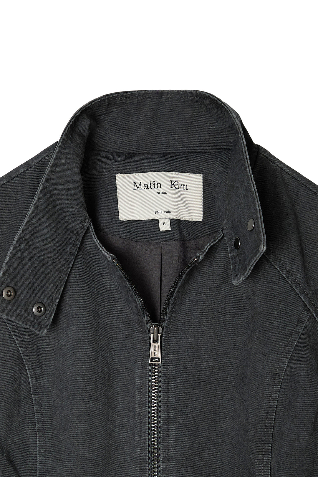 Matin Kim Washed Slim Biker Jumper — Charcoal