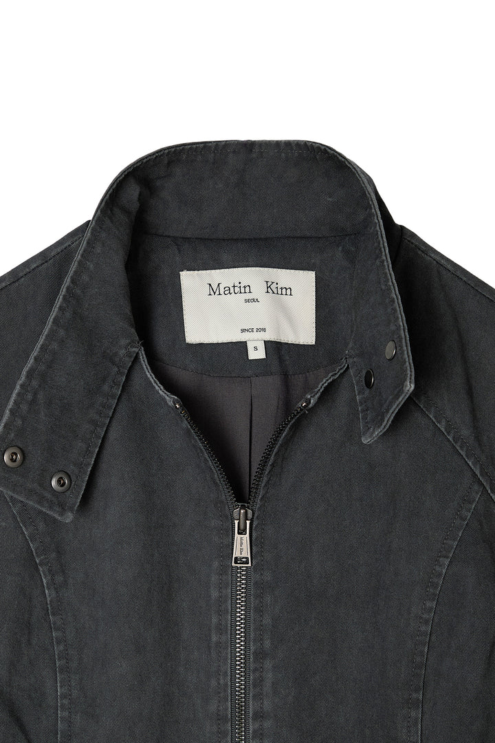 Matin Kim Washed Slim Biker Jumper — Charcoal