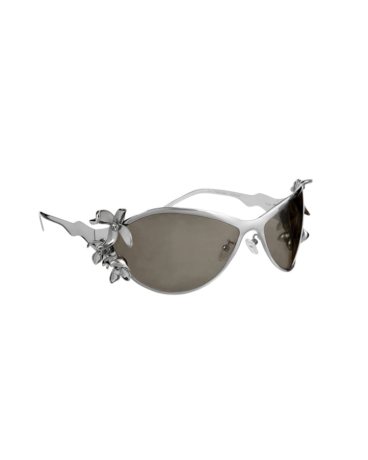Stand Oil Flora Sunglasses — Round Goggle Frame — Silver