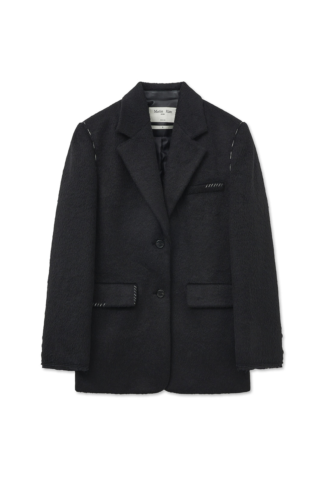 Matin Kim Hairy Overfit Stitch Single Jacket — Black