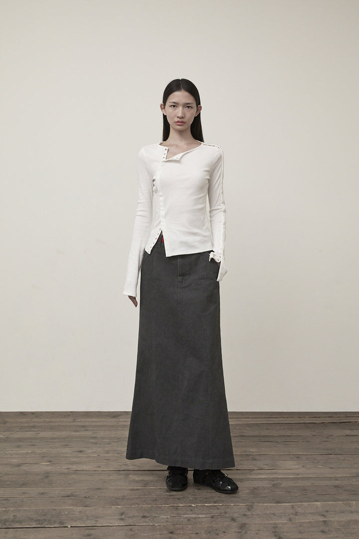 Matin Kim Snap Detail Slim Top — Ivory