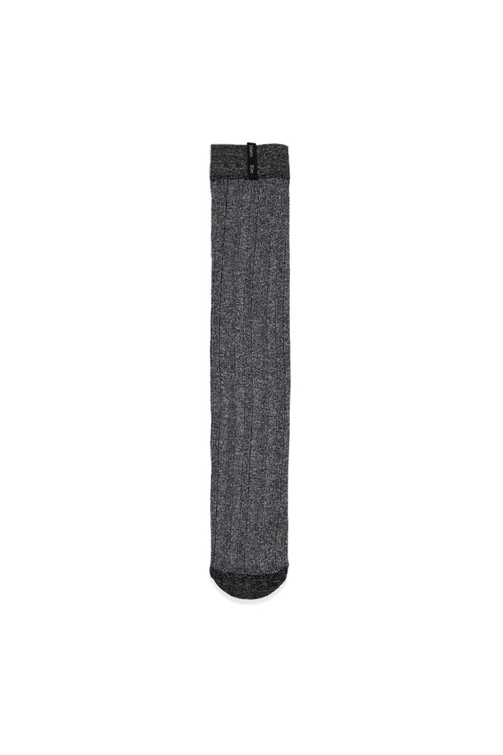 Matin Kim Metal Ribbed Stocking Socks — Charcoal