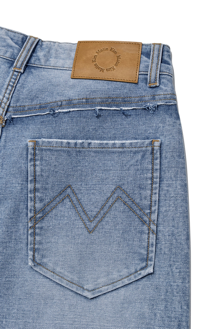 Matin Kim Unbalance Cut Point Denim — Blue