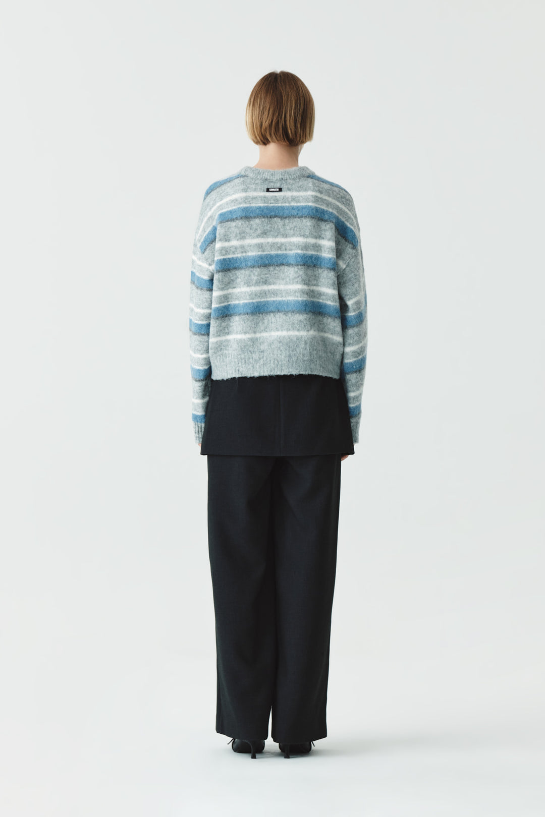 KIMMATIN Multi Stripe Mohair Knit Pullover — Gray