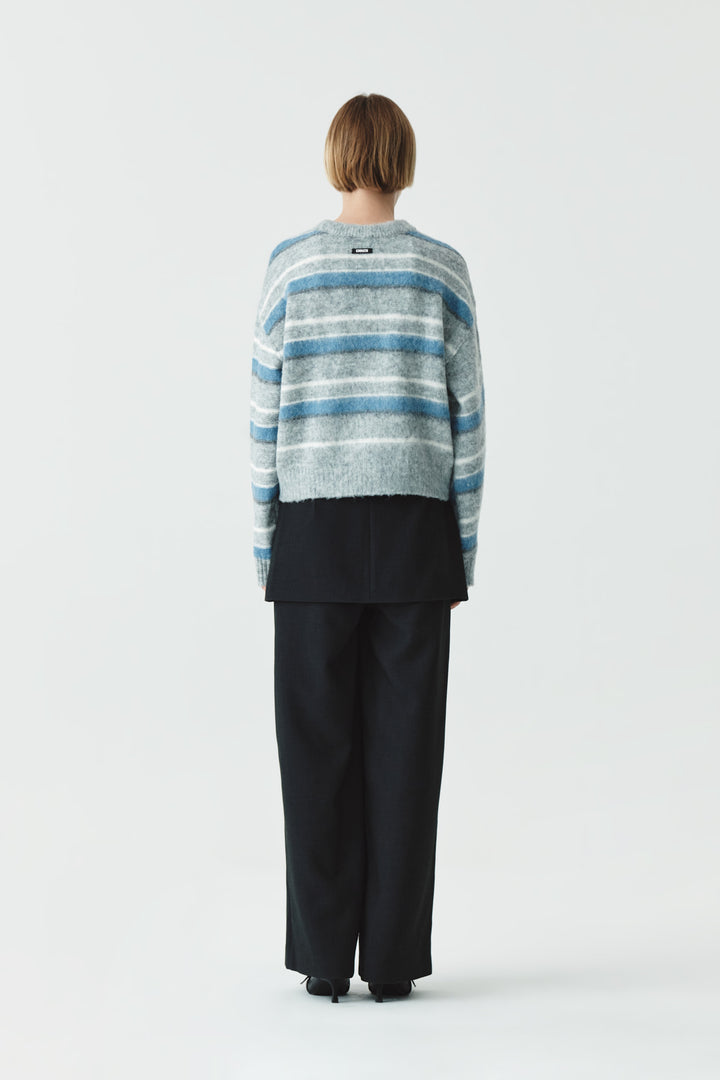 KIMMATIN Multi Stripe Mohair Knit Pullover — Gray