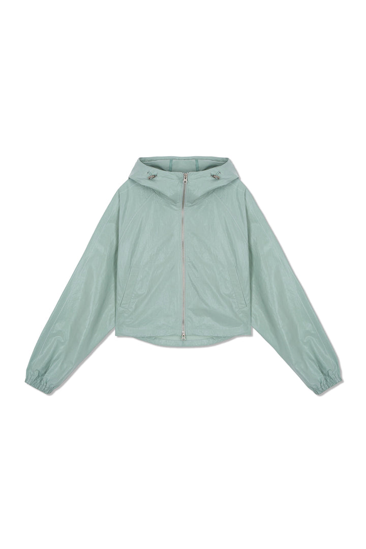 Matin Kim Crop Hoody Coating Jumper — Mint