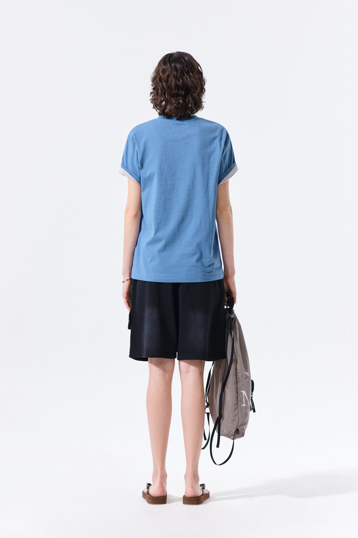 Matin Kim Applique Felt Logo Top — Blue